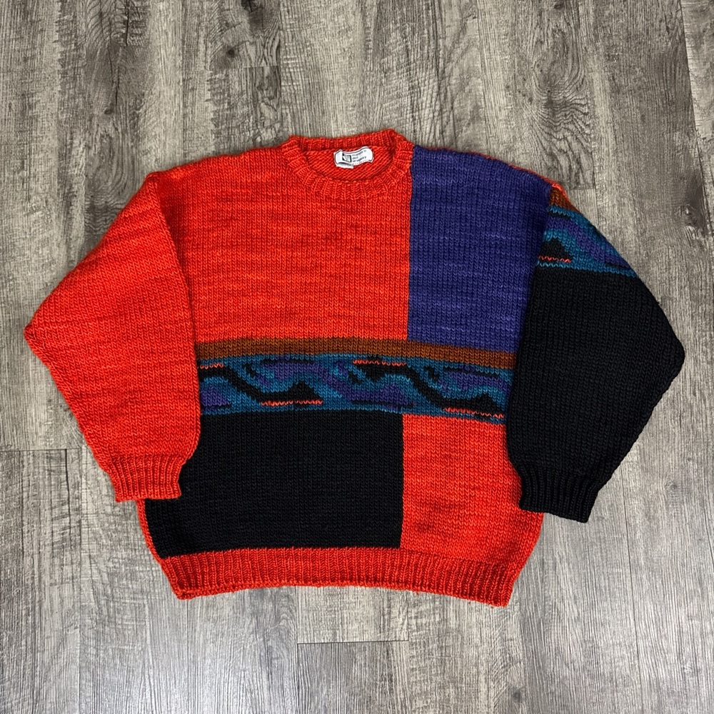Vintage Manos Del Uruguay Southwestern Aztec Sweater Handmade Virgin Wool